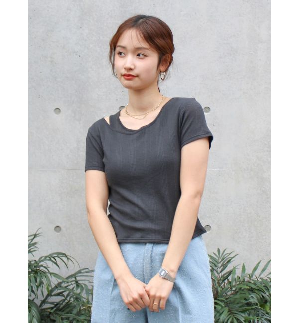 Ungrid「ショルダーデザインシアーTee」|Tシャツ・カットソー|