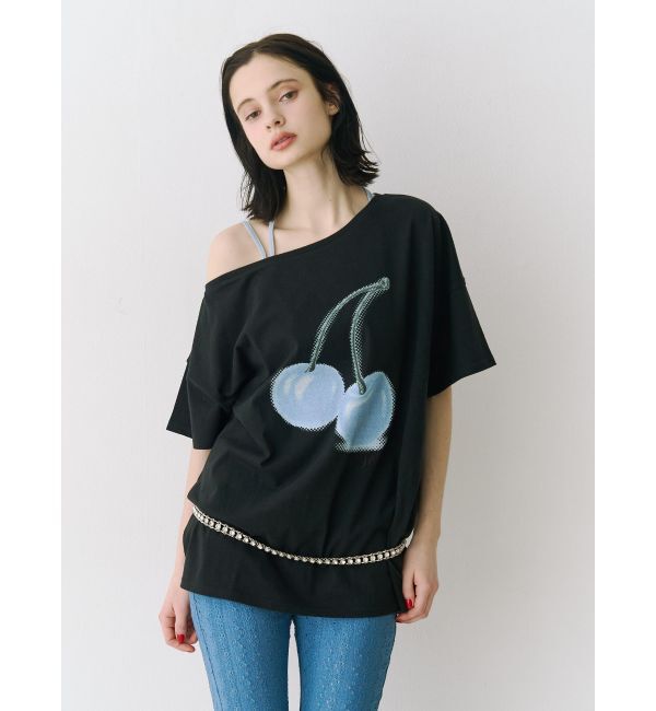 jouetie「チェリーワンショルルーズTシャツ」|Tシャツ・カットソー|