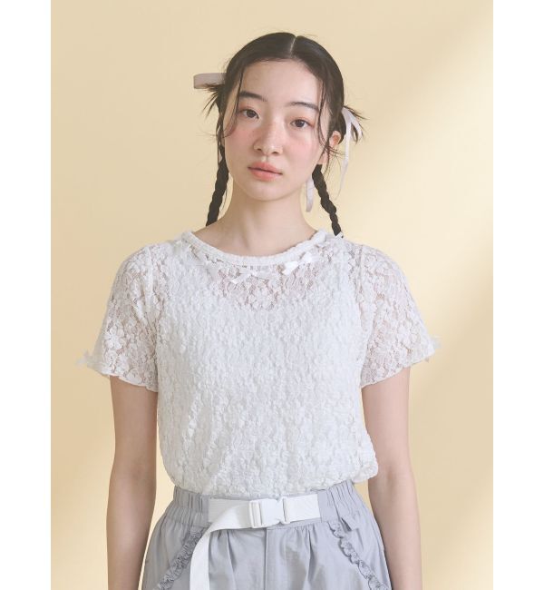 merry jenny「ribbon lace tee」|Tシャツ・カットソー|