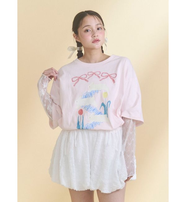 merry jenny「うさぎのひみつ時間Tee」|Tシャツ・カットソー|ピンク