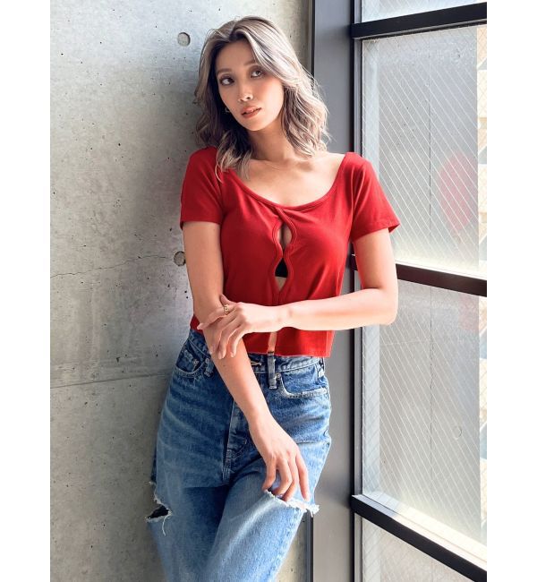 GYDA「フロントホールカットトップス」|Tシャツ・カットソー|