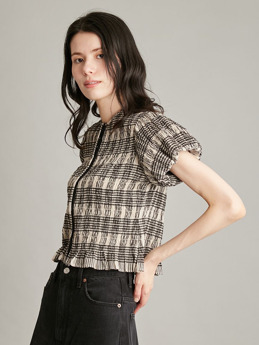 Mila Owen「【WEB限定カラー】シャーリングブラウス」|シャツ・ブラウス|