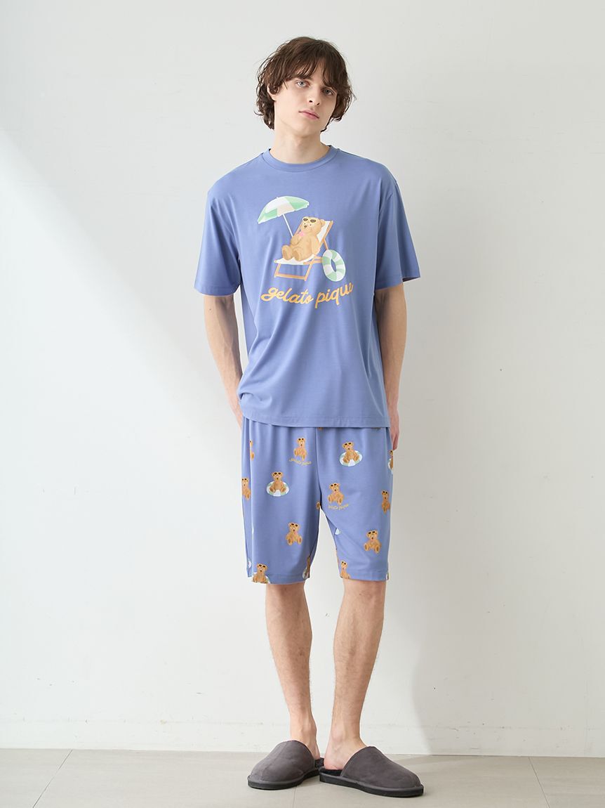 GELATO PIQUE HOMME「【HOMME】【接触冷感】サマーベアワンポイントTシャツ」|ルームウェア|