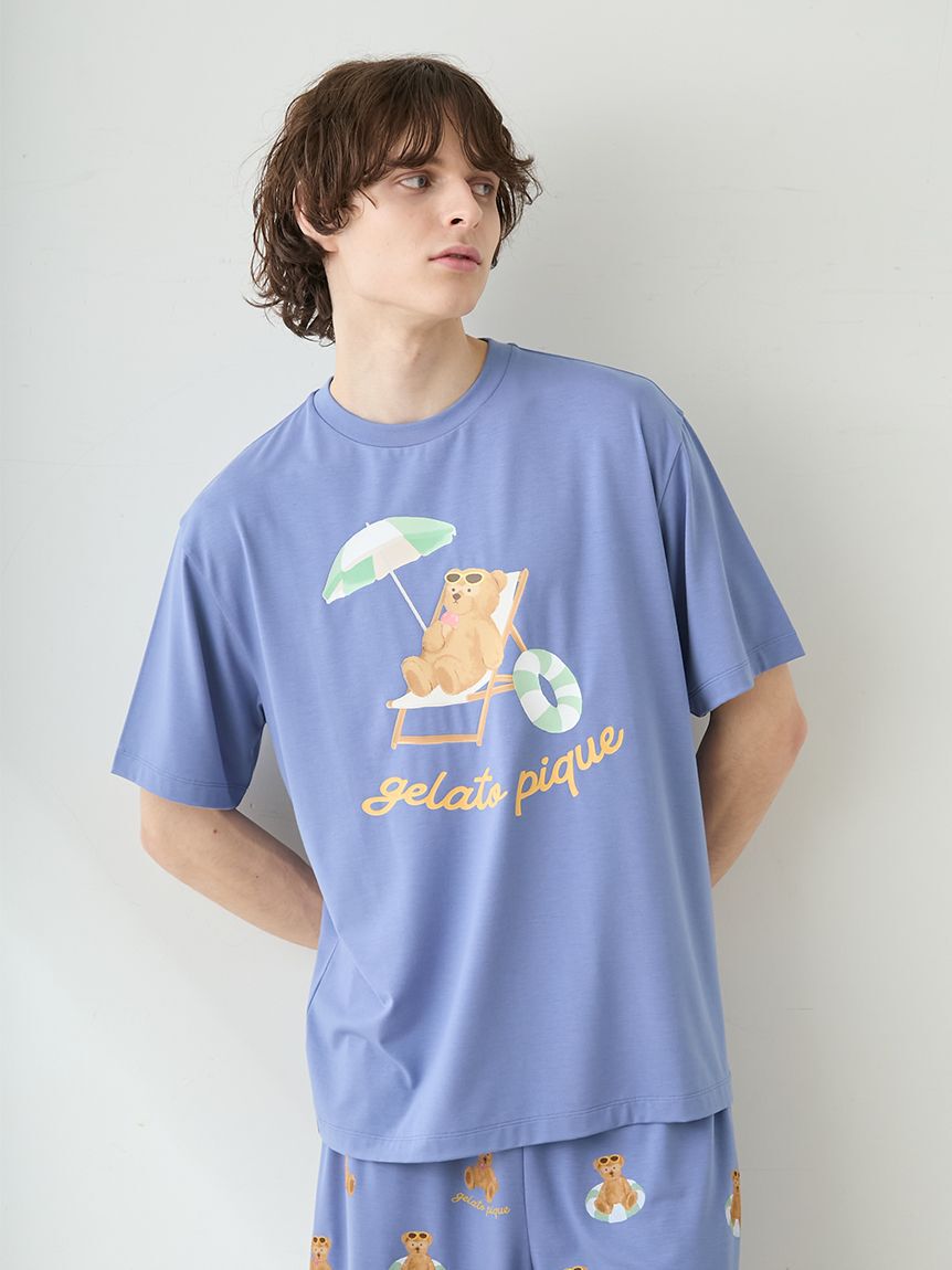 GELATO PIQUE HOMME「【HOMME】【接触冷感】サマーベアワンポイントTシャツ」|ルームウェア|