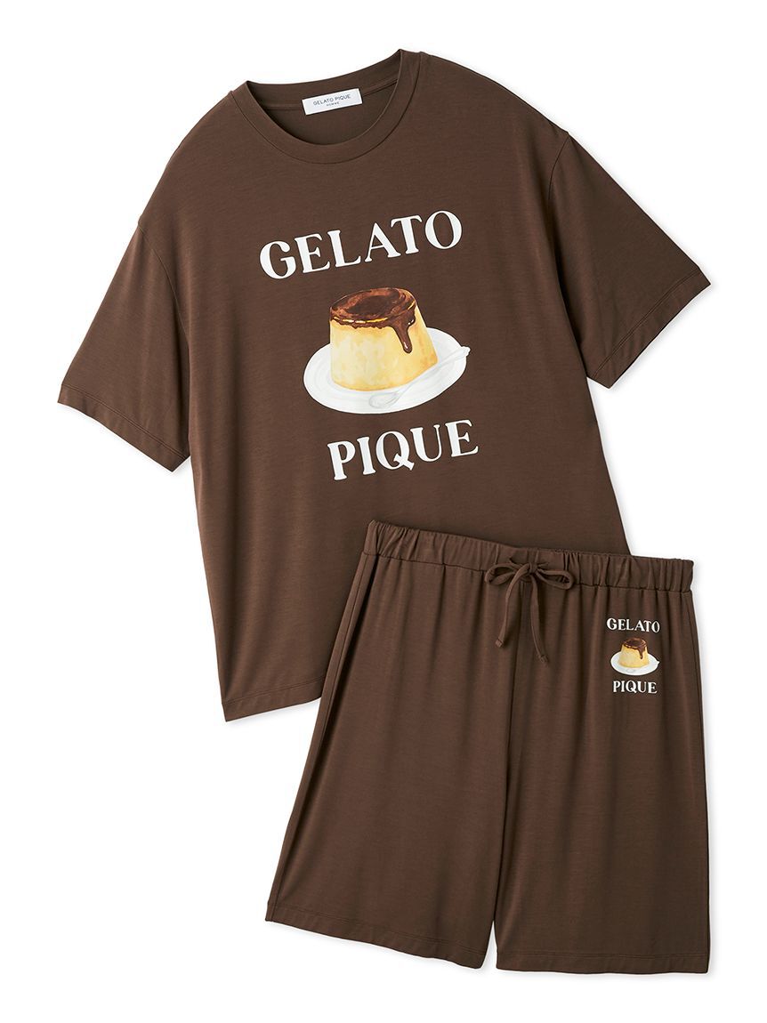 GELATO PIQUE HOMME「【ONLINE限定】【HOMME】【接触冷感】プリンワンポイントTシャツ&ハーフパンツセット」|ルームウェア|BRW