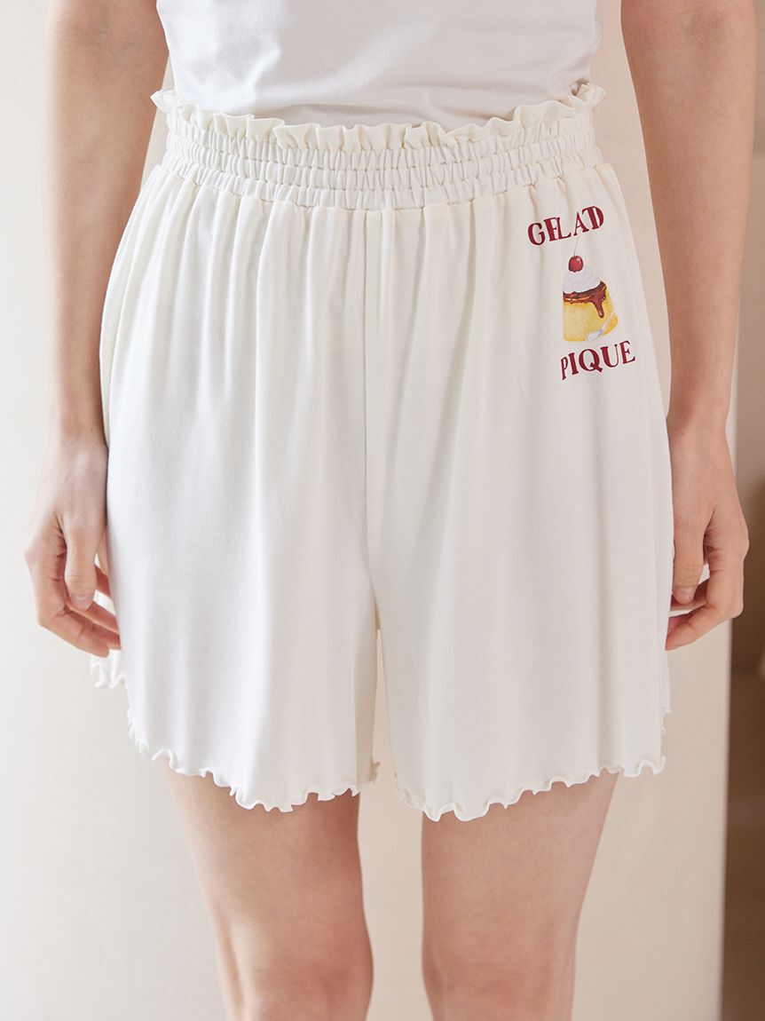 gelato pique「【ONLINE限定】【接触冷感】プリンワンポイントTシャツ&ショートパンツセット」|ルームウェア|