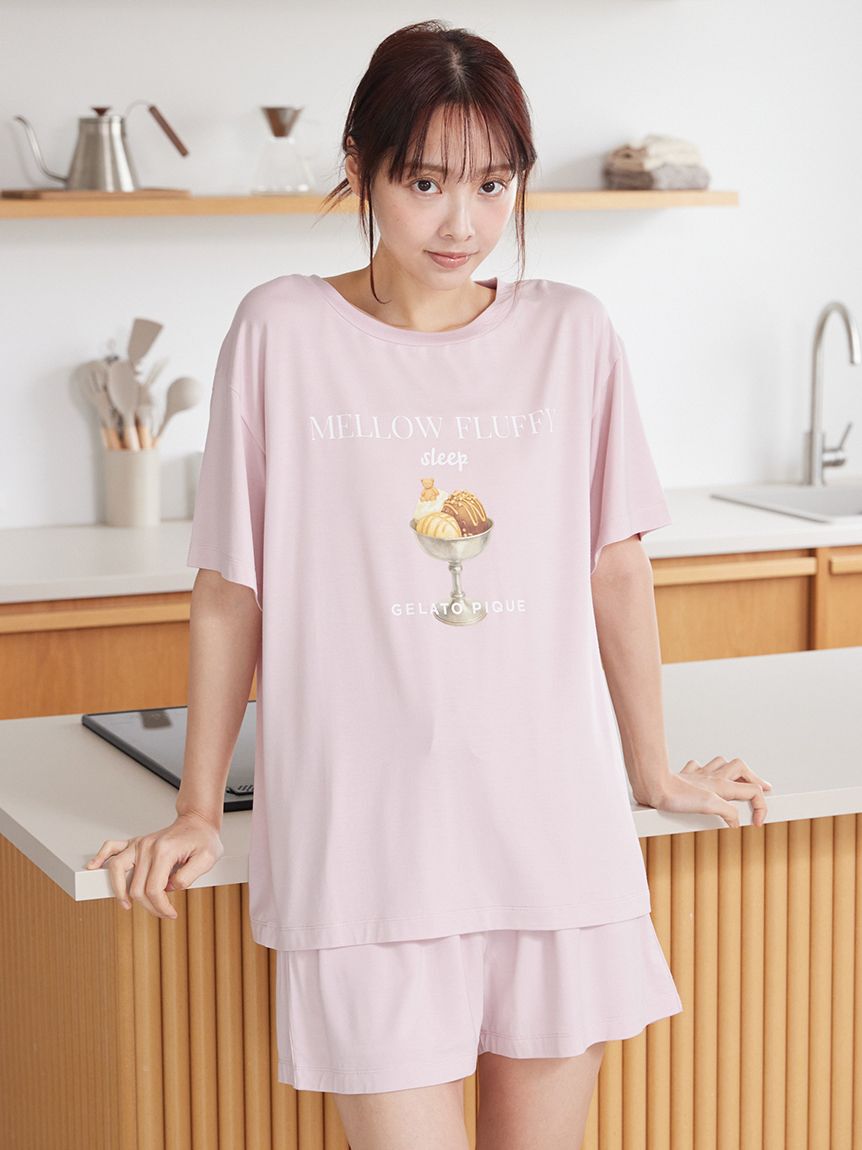 gelato pique「【接触冷感】COOLレーヨンデザートロゴTシャツ」|ルームウェア|