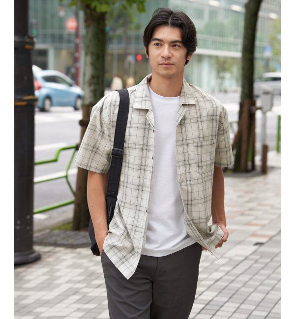 ikka「【MonoMax &times; 小泉孝太郎】Reflax(R)冷感UVオープンカラーシャツ「小泉孝太郎さん着用モデル」」|シャツ・ブラウス|ライトグレー