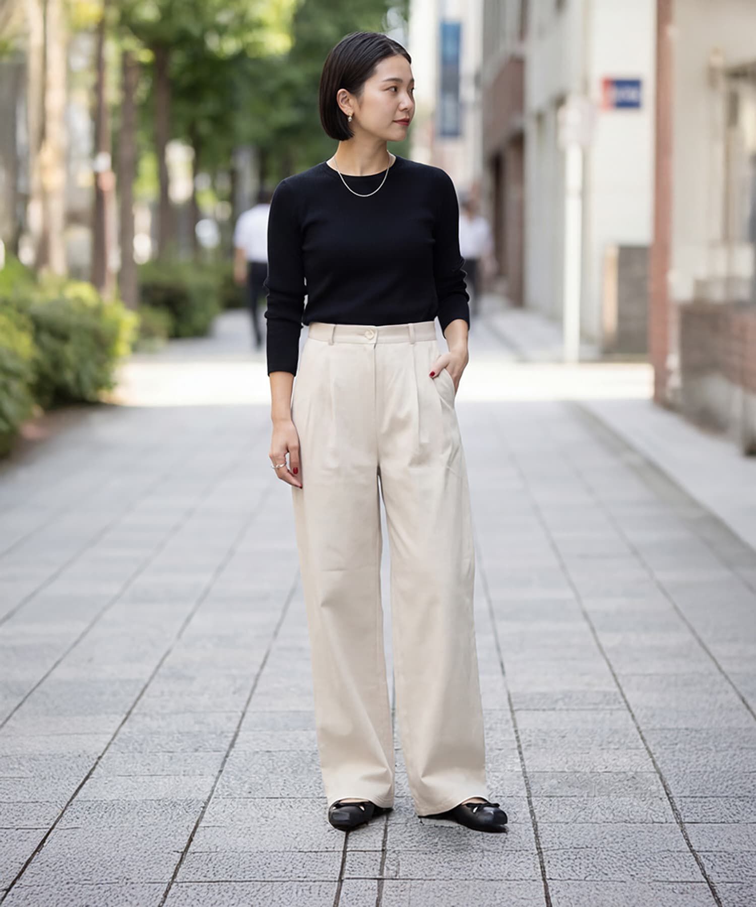 STYLE DELI「デニムライクコットンワイドパンツ」|デニム|