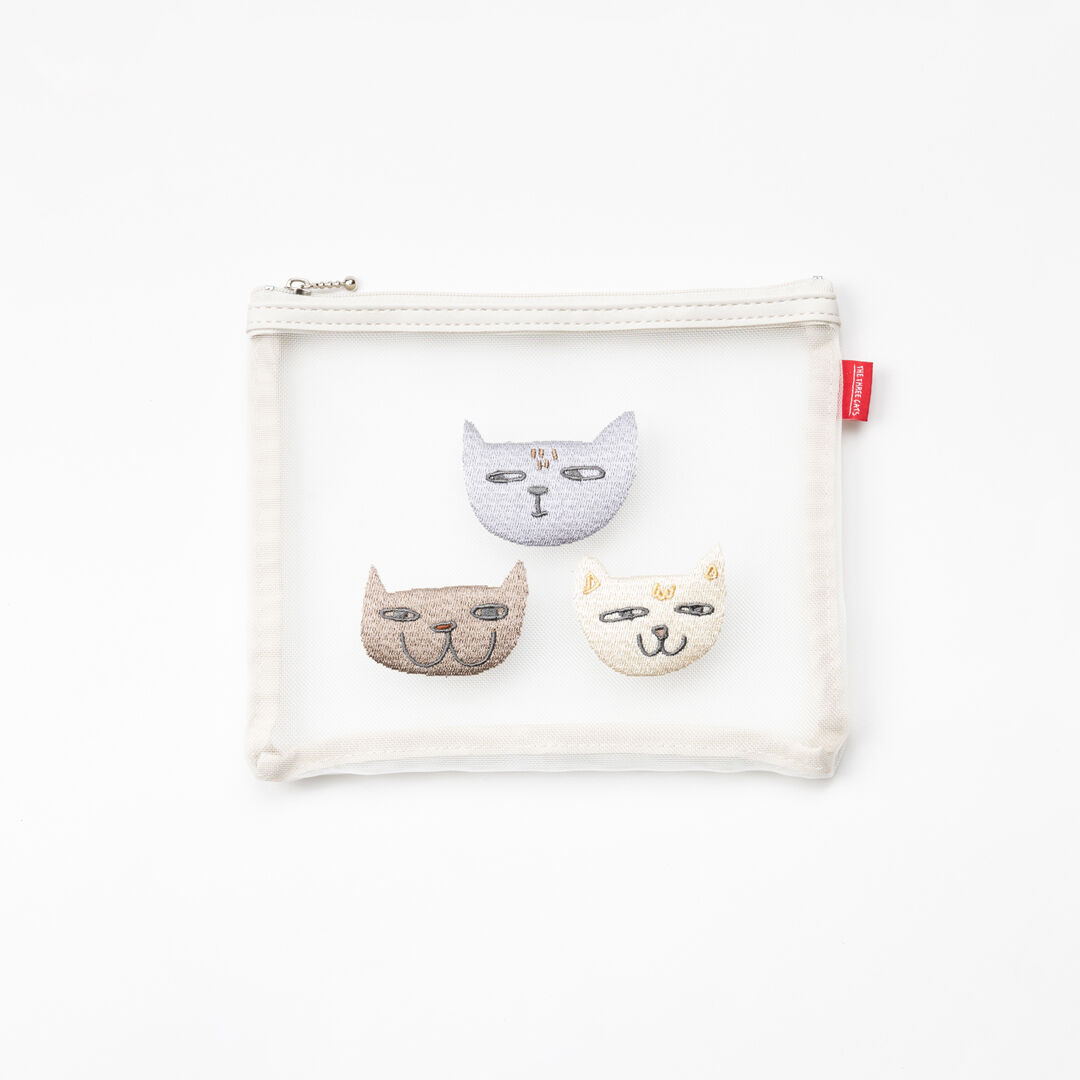  「THE THREE CATS メッシュフラットポーチ」|ポーチ|