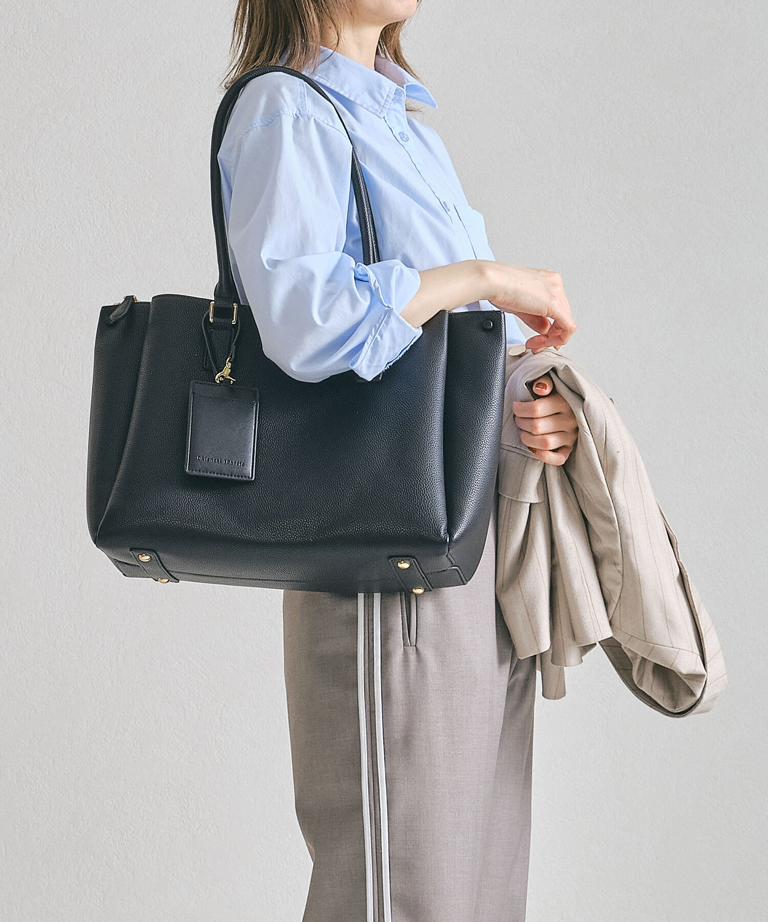 ORiental TRaffic「【BAG】A4 横長 トートバッグ /BA-220 通勤 通学 オフィスカジュアル 人気 トレンド 売れてる」|トートバッグ|BLACK