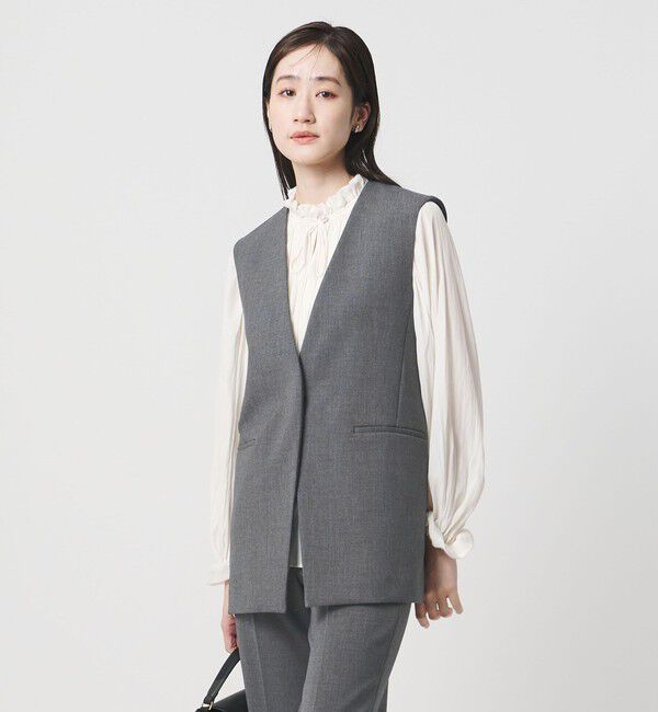 UNITED ARROWS「ダブルクロス ミドルベスト ‐ストレッチ ウォッシャブル‐」|ベスト・ジレ|DK.GRAY