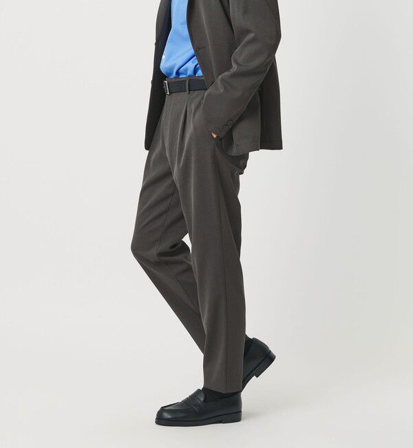 BEAUTY&YOUTH UNITED ARROWS「トリクシオン/TRIXION シャンブレー 1P テーパード スラックス NO.5 セットアップ対応 ウォッシャブル」|チノ|DK.GRAY
