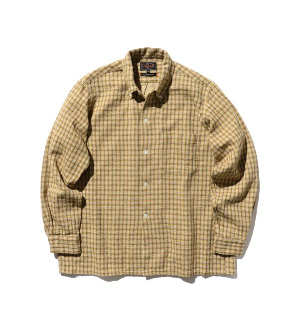 BEAMS PLUS「ダブルフェイス チェック オープンカラー ボタンダウン シャツ」|シャツ・ブラウス|BEIGE