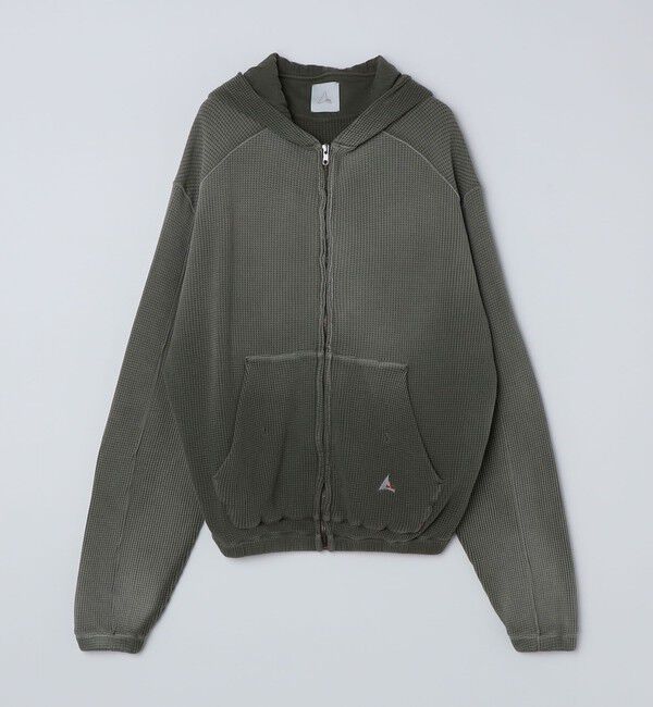 SHIPS「ROA: BEE SUN FADED WAFFLE ZIP UP HOODIE」|パーカー|ライトオリーブ