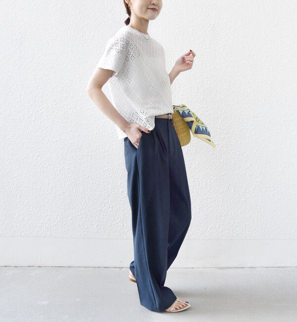 SHIPS for women「《一部追加予約》〈手洗い可能〉アイレット ショート スリーブ プルオーバー」|Tシャツ・カットソー|