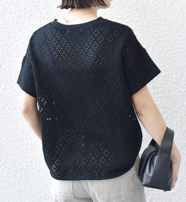 SHIPS for women「《一部追加予約》〈手洗い可能〉アイレット ショート スリーブ プルオーバー」|Tシャツ・カットソー|