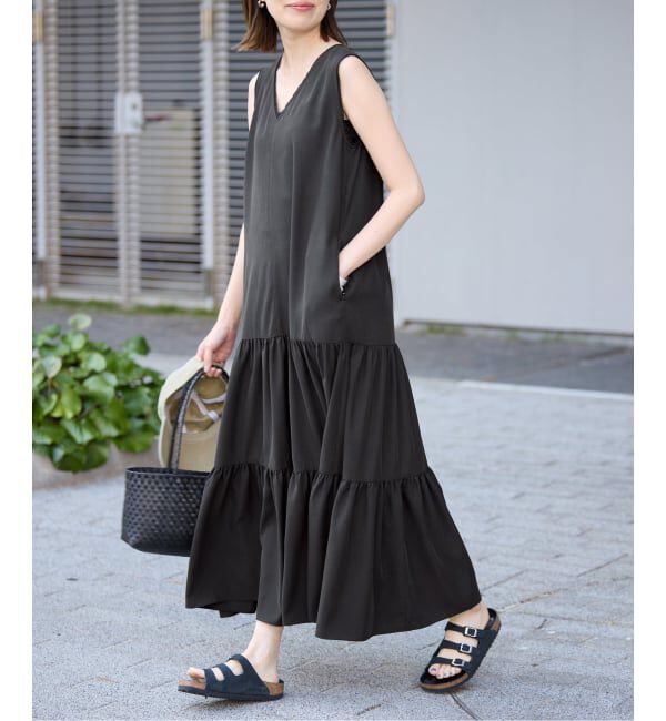 SLOBE IENA「《WEB限定》ティアードワンピース」|ワンピース|ブラック