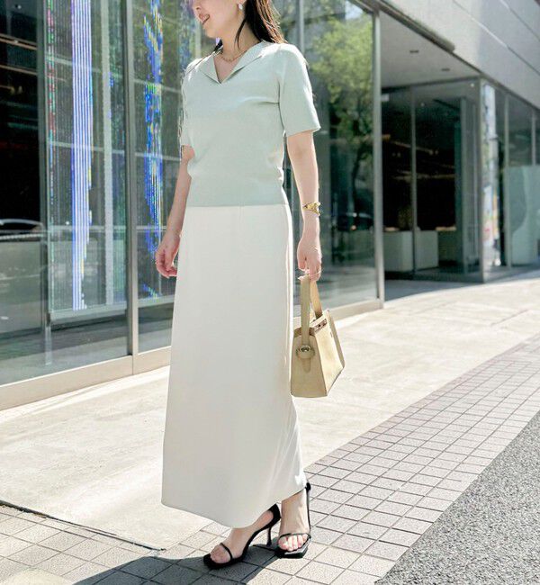 NOLLEY'S sophi「《手洗い可能》トライアングルカラー総針5分袖プルオーバー」|ニット・セーター|