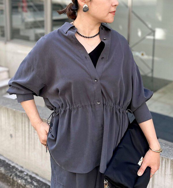 NOLLEY'S「《セットアップ対応》ウォッシャブルサンドウォッシュシャツ」|シャツ・ブラウス|チャコールグレー