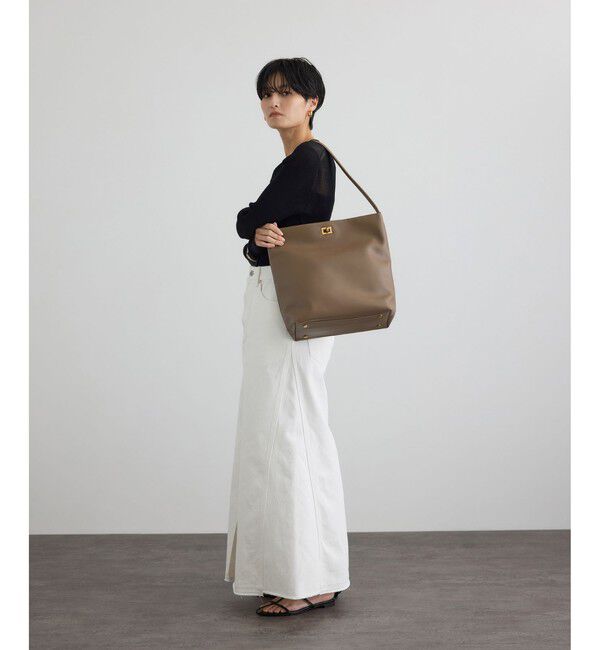 SALON adam et rope'「【WEB限定】【W S（ドゥーブル）】ソフトレザーメタルロックバケットバッグ」|ショルダー・メッセンジャー|