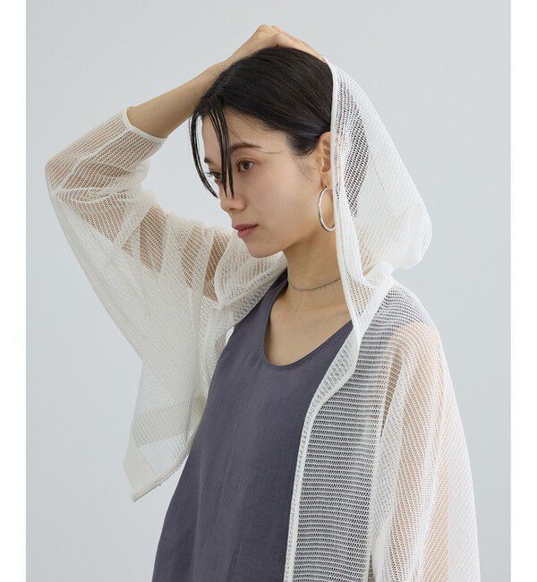 SALON adam et rope'「コットンリネンメッシュフードボレロ」|カーディガン|