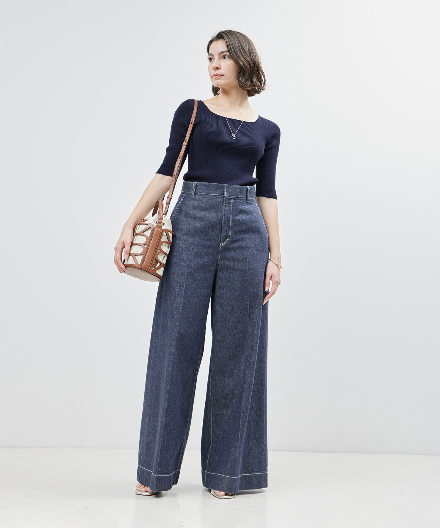 ROPE「【洗える】シルクプロテイン5分袖ニット【メディア掲載】」|Tシャツ・カットソー|
