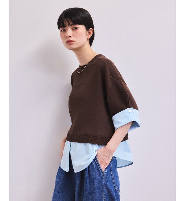 ADAM ET ROPE'「【WEB限定】シャツコンビニットプルオーバー」|シャツ・ブラウス|