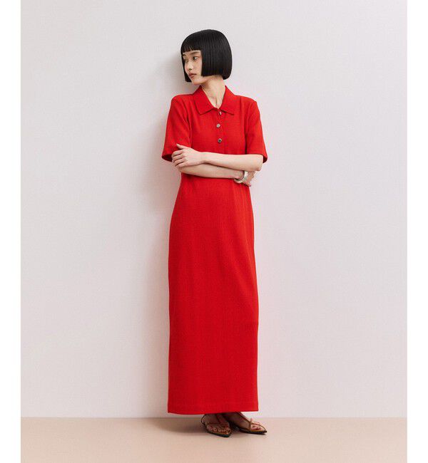 ADAM ET ROPE'「【WEB限定】ハーフスリーブポロシャツワンピース」|ワンピース|