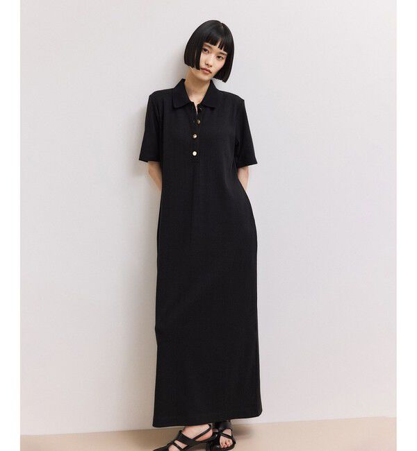 ADAM ET ROPE'「【WEB限定】ハーフスリーブポロシャツワンピース」|ワンピース|