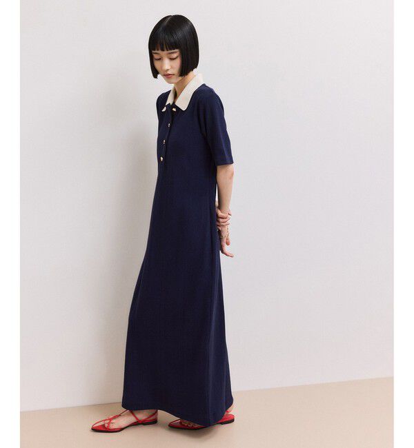 ADAM ET ROPE'「【WEB限定】ハーフスリーブポロシャツワンピース」|ワンピース|