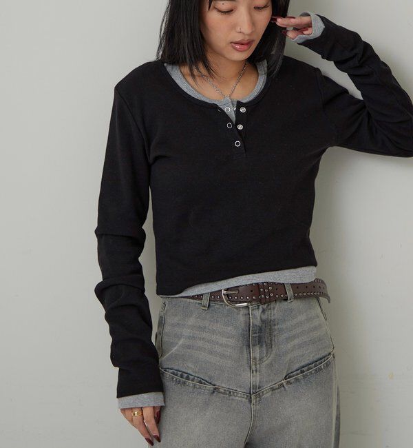  「リングドットL/Sトップス」|Tシャツ・カットソー|
