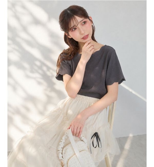  「スカラップデザイントップス」|Tシャツ・カットソー|