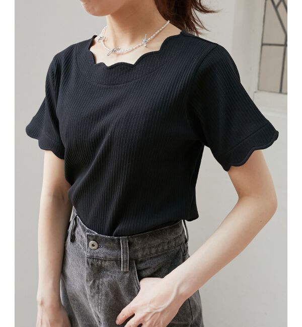  「スカラップデザイントップス」|Tシャツ・カットソー|