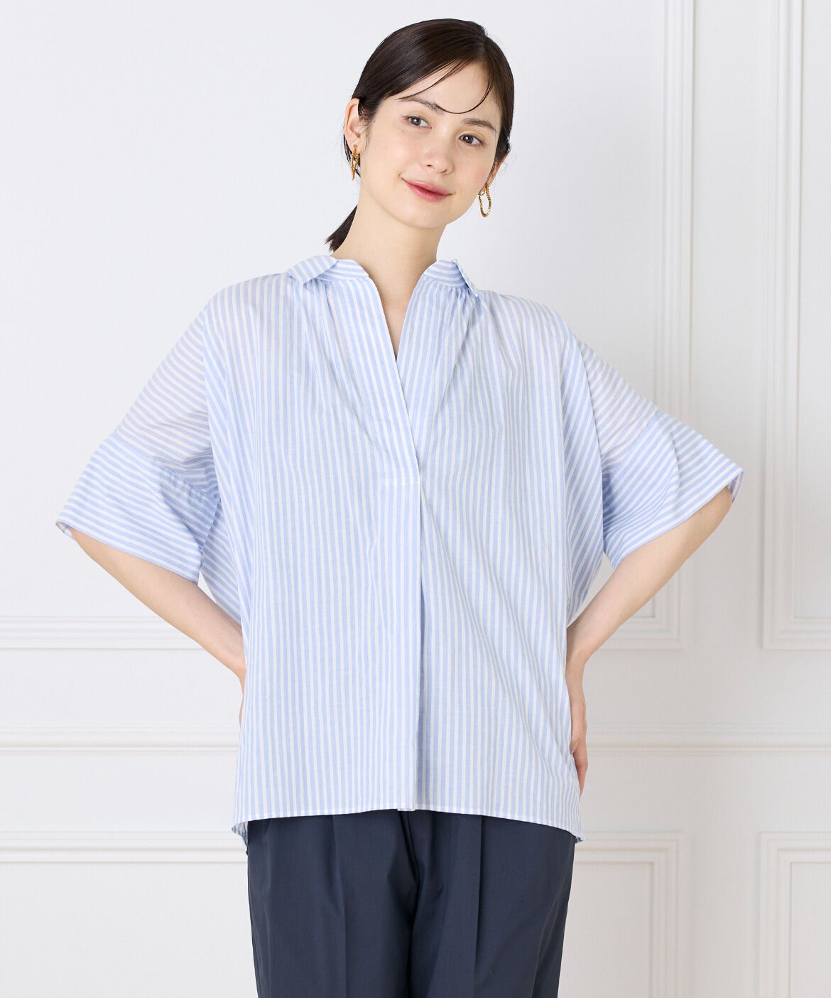 DAY by DAY it&rsquo;s international「オーバーサイズスキッパーシャツ」|シャツ・ブラウス|ブルー1