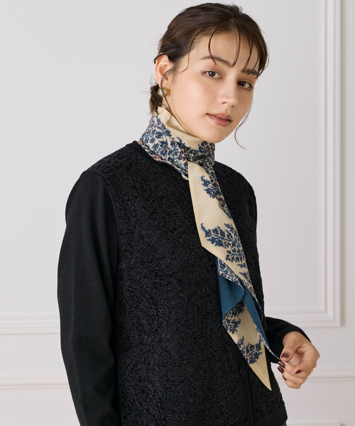FAVORITE SUKINAMONO「Slim Dina Scarf スリムスカーフ《Tapis Noir》」|ストール|ブルー1