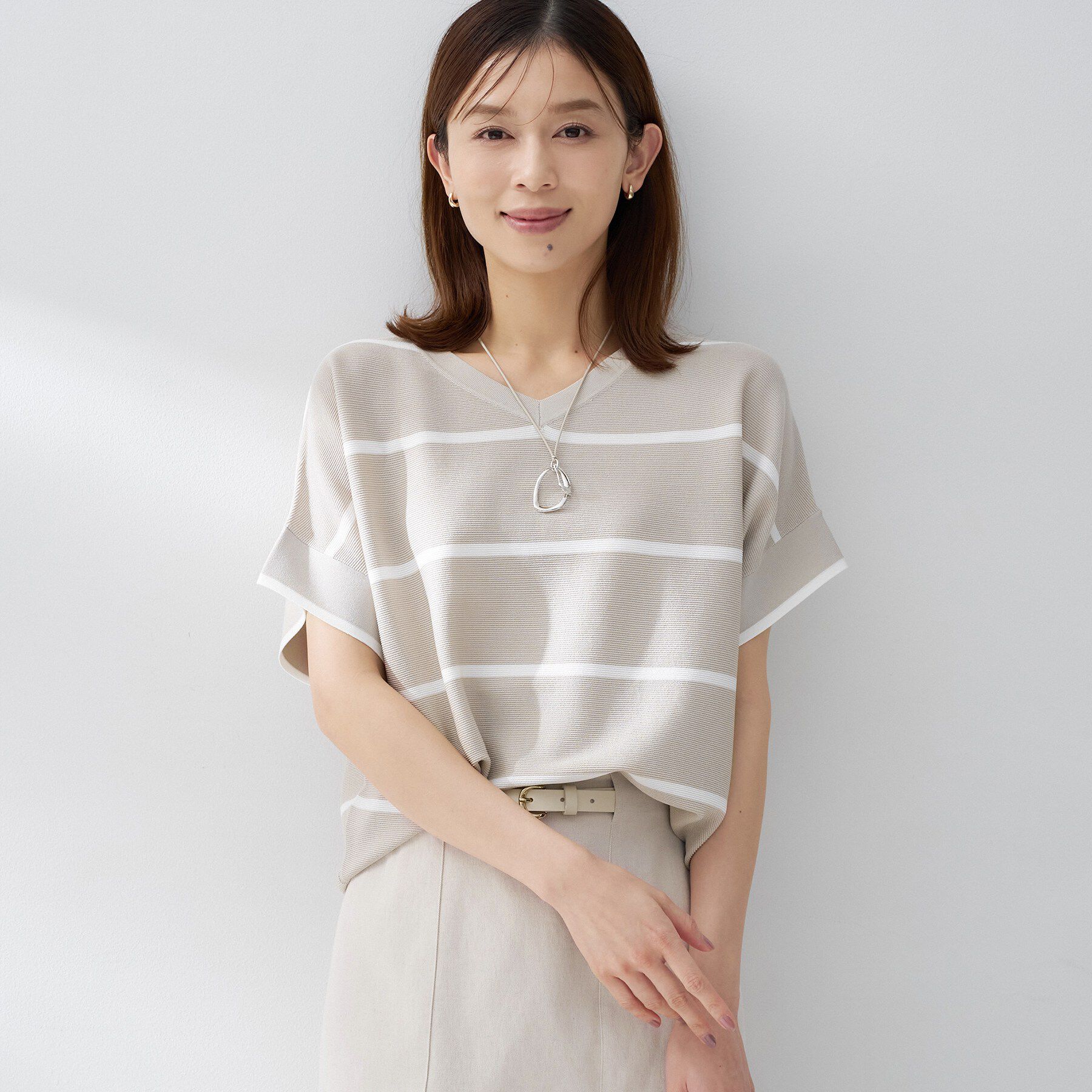 UNTITLED「【古畑星夏さん着用/11色展開/体型カバー】前後2WAYフレンチスリーブニット」|ニット・セーター|
