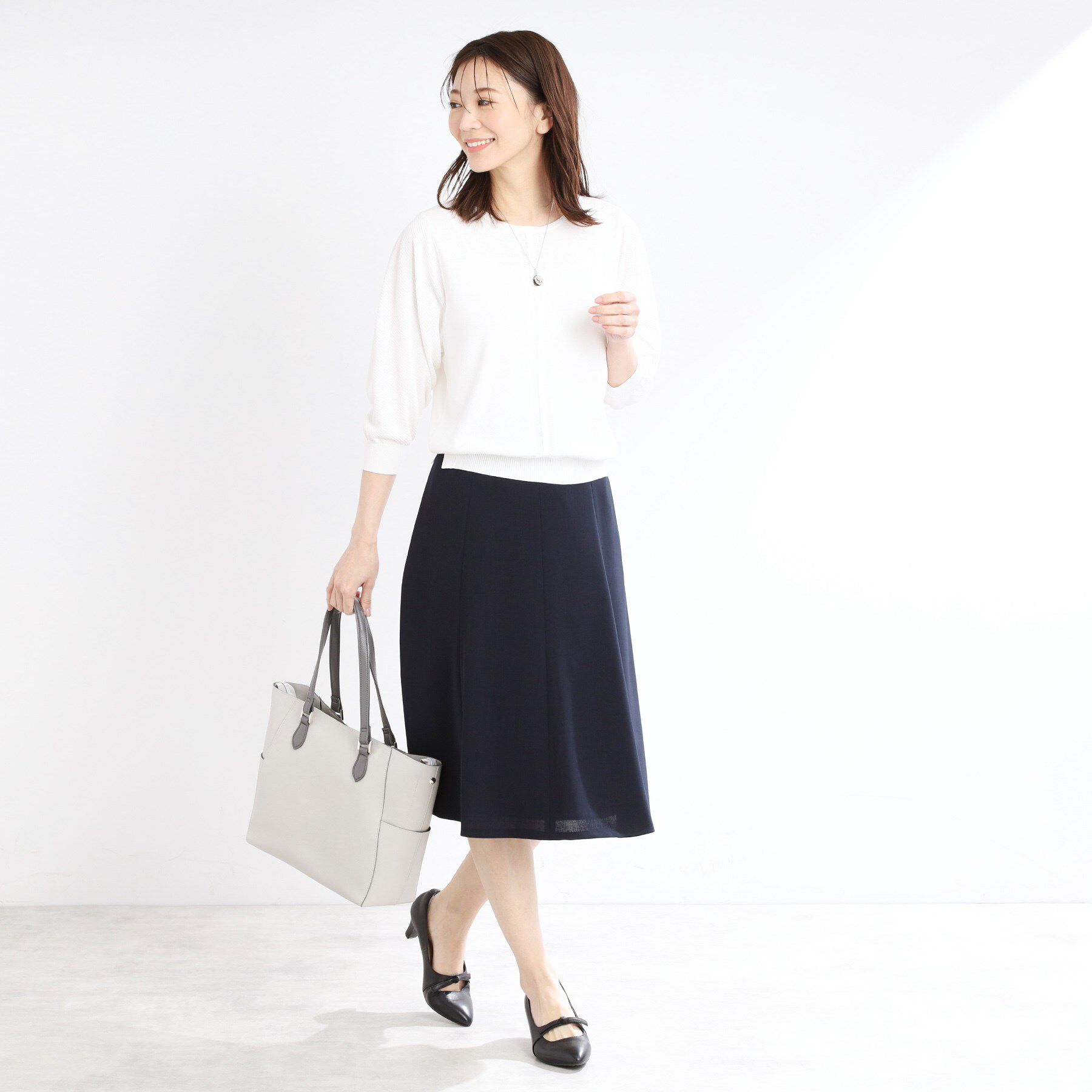 Reflect「【接触冷感／洗える／ジャケットインナーにおすすめ】レースデザインニット」|ニット・セーター|