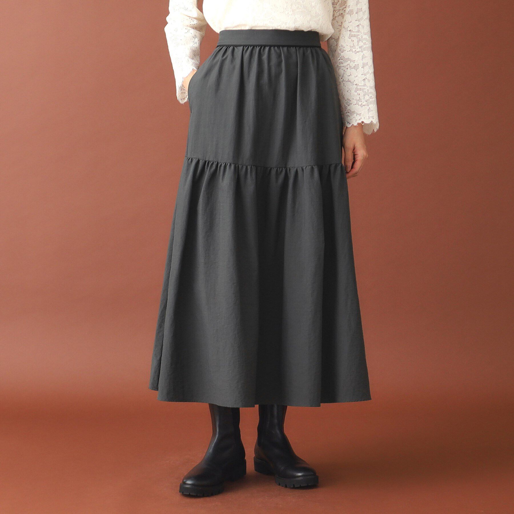 DRESSTERIOR「バックジップ切り替えボリュームスカート」|スカート|