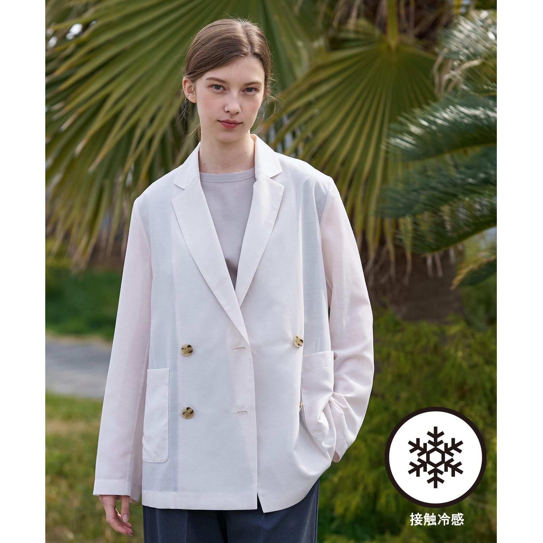 DRESSTERIOR「【接触冷感/防シワ機能/ウォッシャブル】クールタッチ リネンブレンドシアージャケット」|テーラードジャケット|ライトベージュ(05
