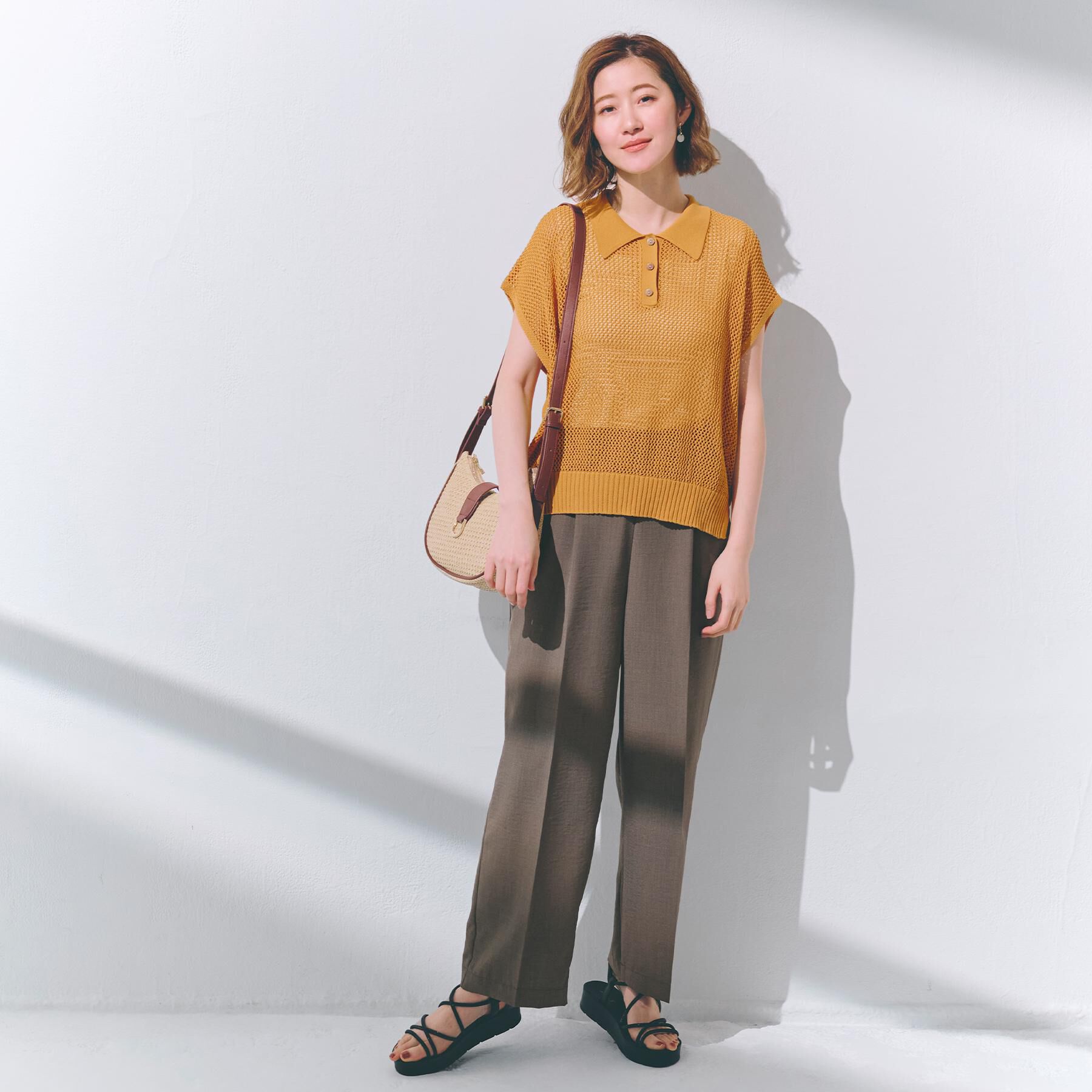 grove「取り入れるだけで旬顔 メッシュ編みポロニット」|ニット・セーター|