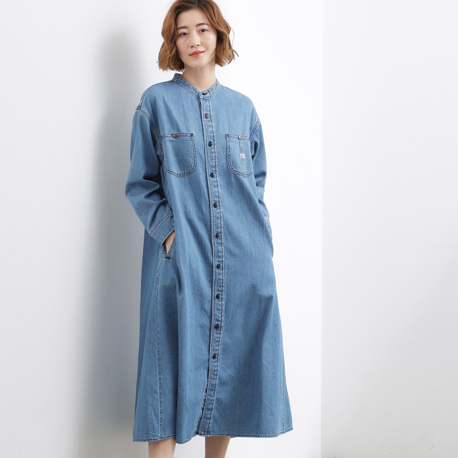 grove「【Lee&times;grove別注】LOCO FLARE DRESS」|ワンピース|ブルー(092)