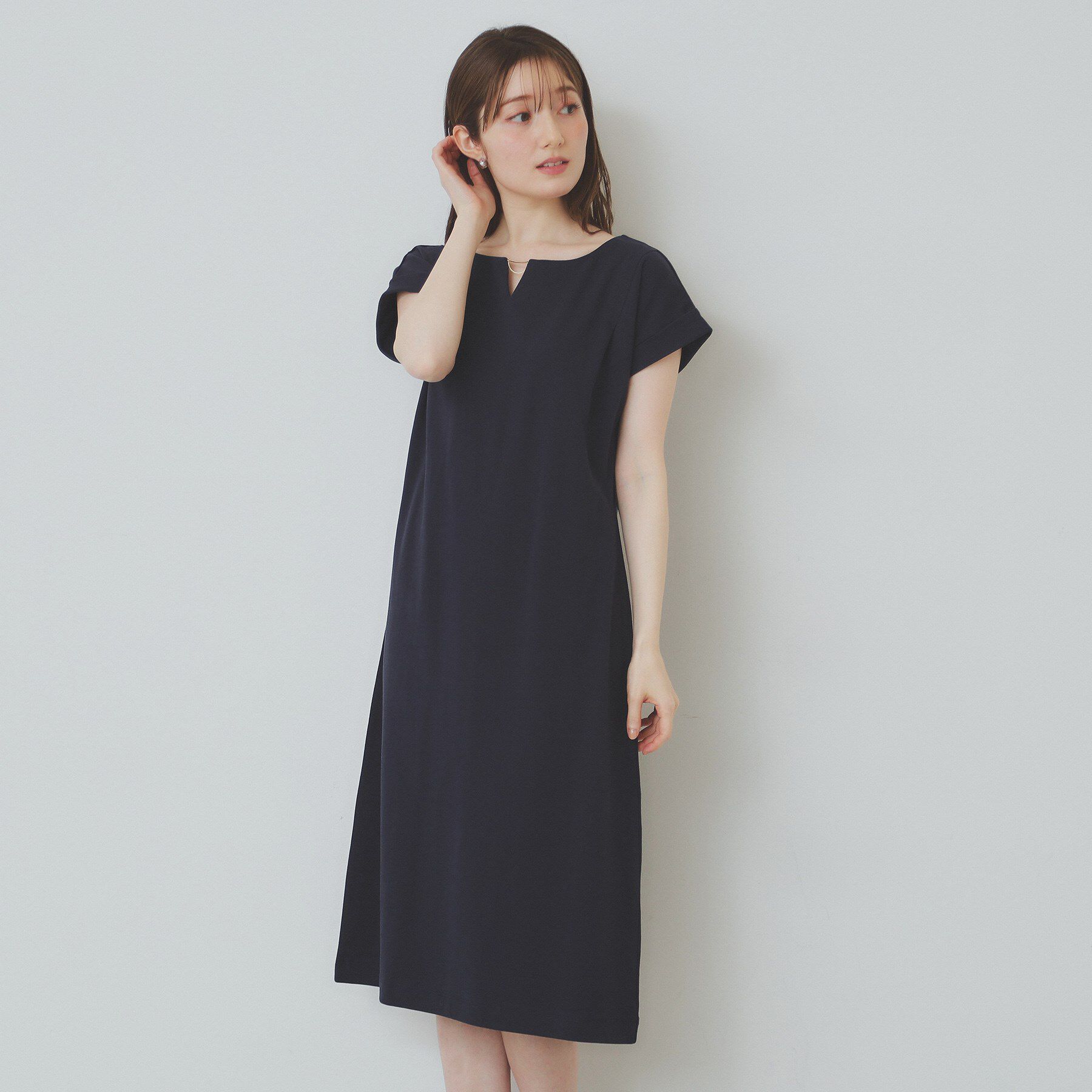index「《5色展開／XS-3Lサイズ》Iラインシルエットワンピース【UV／接触冷感／洗濯機洗い可】」|ワンピース|
