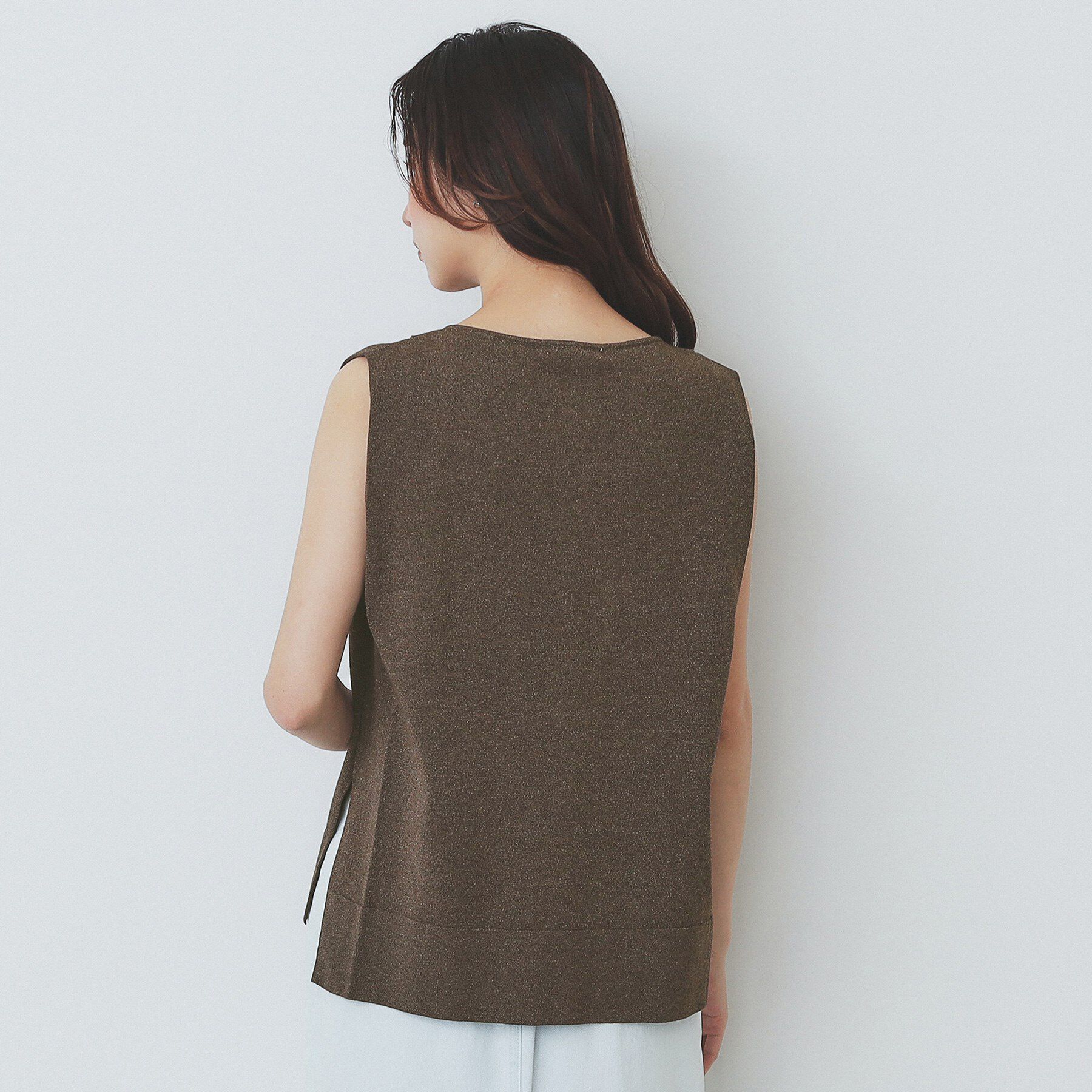 index「タックノースリーブニット【洗濯機洗い可／UVケア／抗ピル】」|Tシャツ・カットソー|