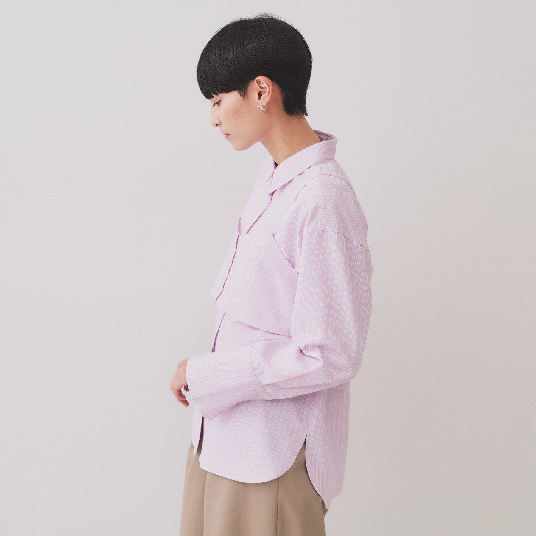OPAQUE.CLIP「《andGIRL掲載》ストライプビスチェセットシャツ【洗濯機洗い可）】」|シャツ・ブラウス|