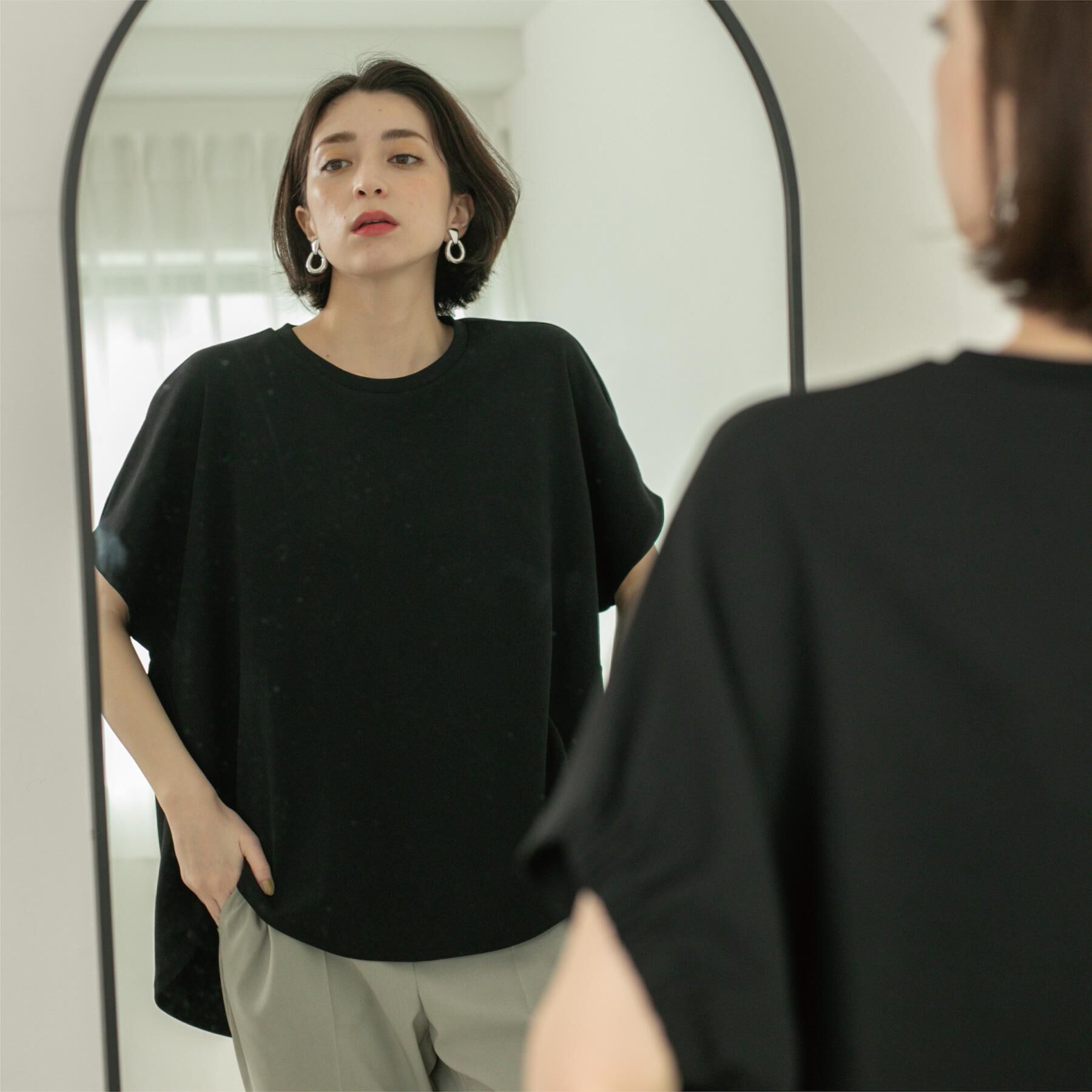 OPAQUE.CLIP「リラクシードルマンスリーブトップス【UV／吸水速乾／洗濯機洗い可】」|Tシャツ・カットソー|