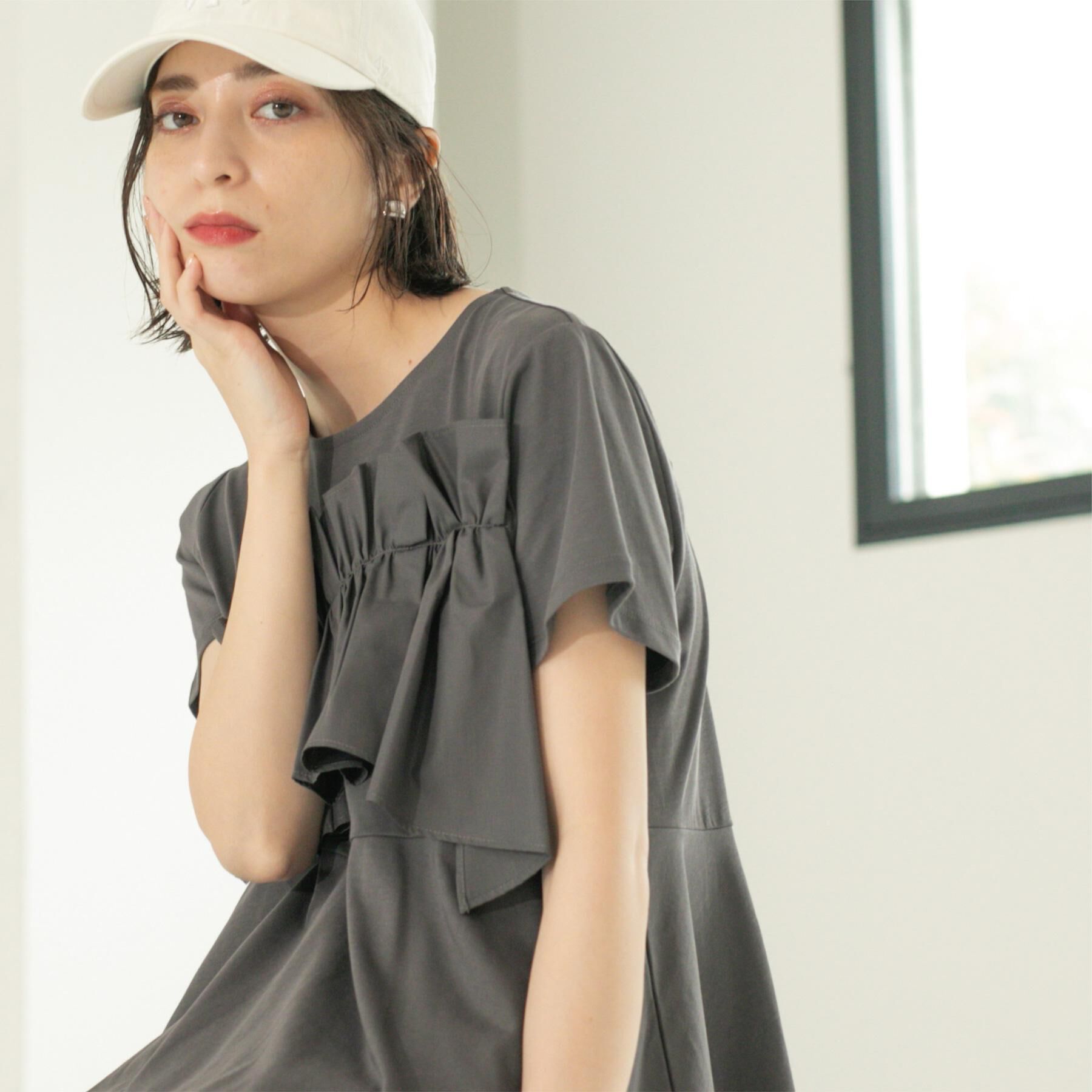 OPAQUE.CLIP「フリルドッキングペプラムトップス【接触冷感／洗濯機洗い可】」|Tシャツ・カットソー|