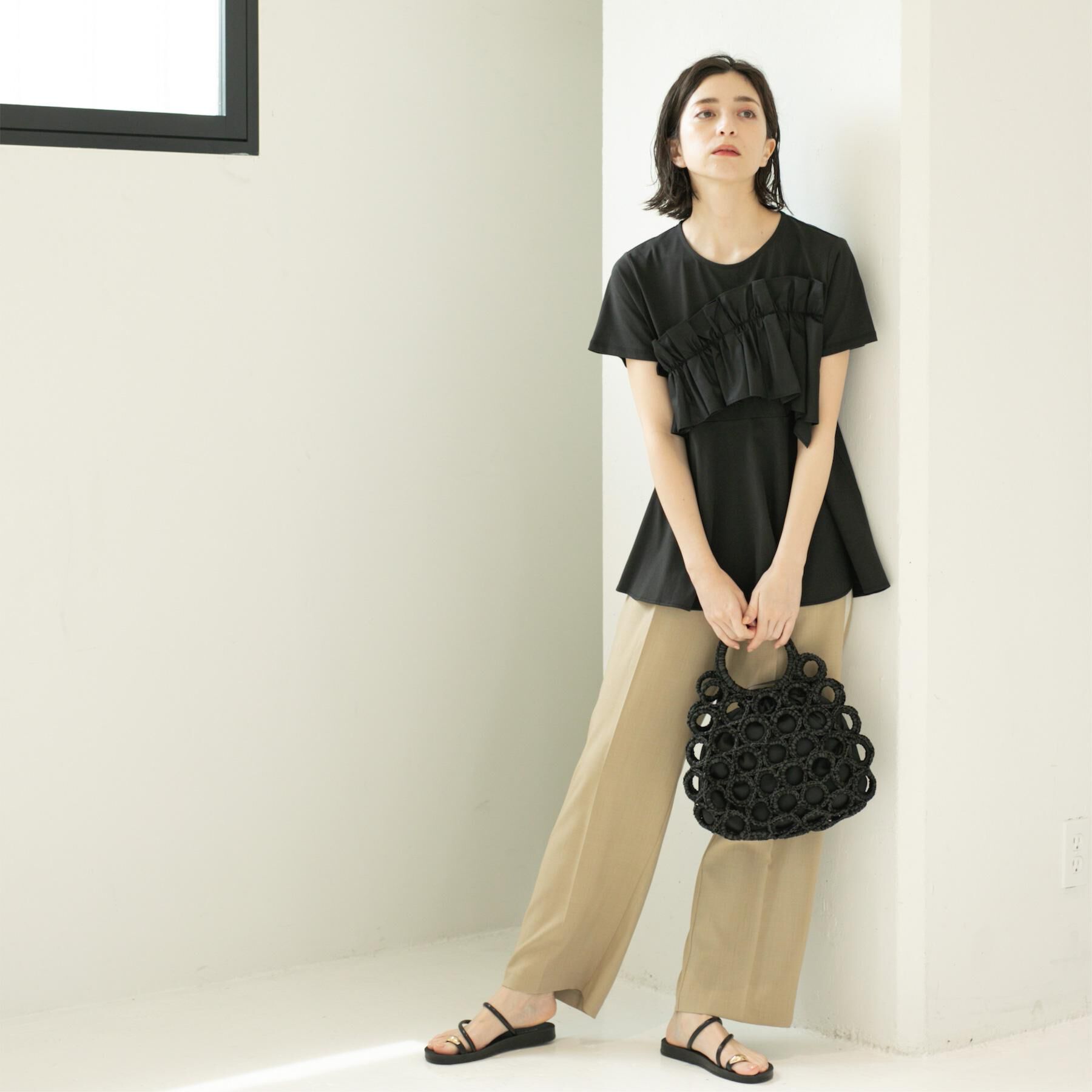 OPAQUE.CLIP「フリルドッキングペプラムトップス【接触冷感／洗濯機洗い可】」|Tシャツ・カットソー|