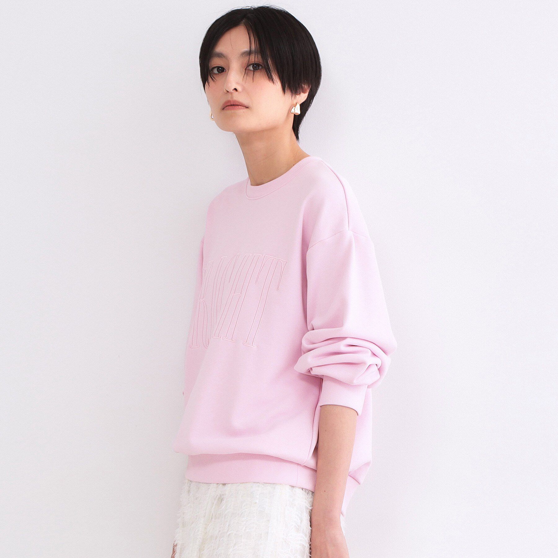 OPAQUE.CLIP「ロゴ刺繍裏毛トップス【洗濯機OK】」|Tシャツ・カットソー|
