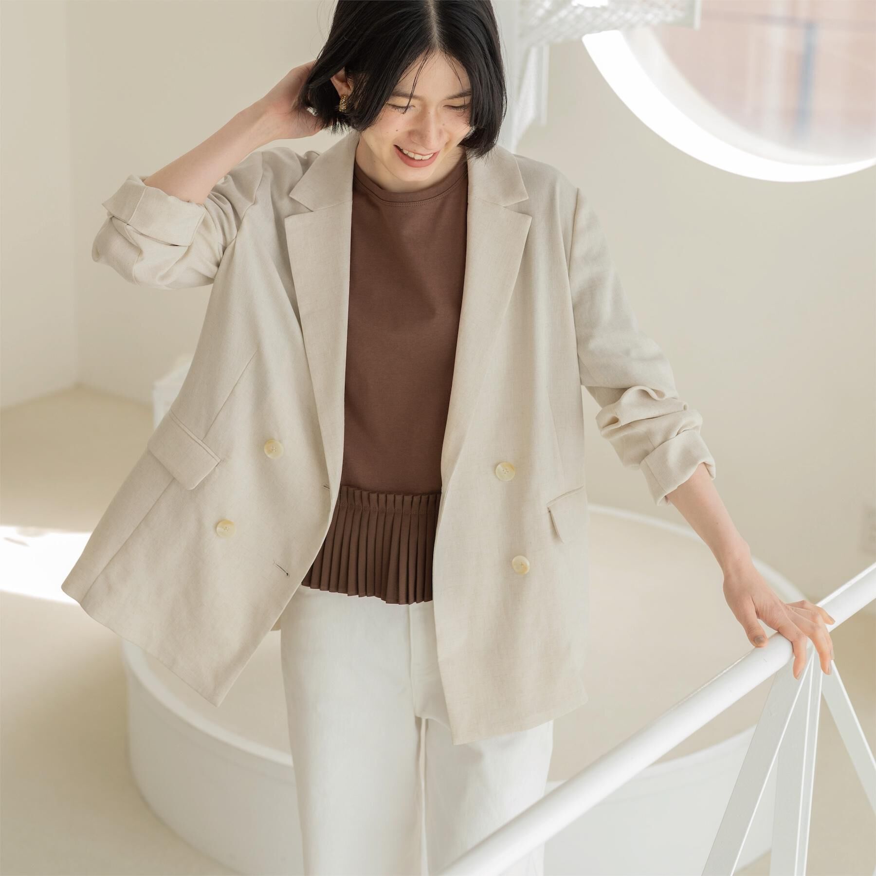 OPAQUE.CLIP「【UVケア／接触冷感】ダブルブレストジャケット《防シワ加工／洗える》」|テーラードジャケット|